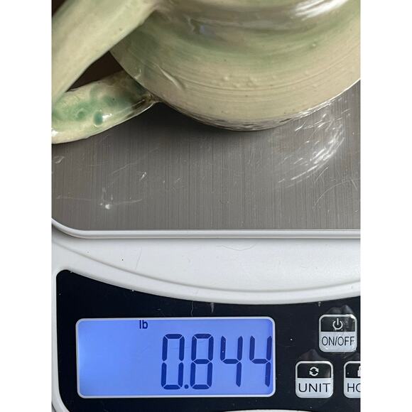 Studio Pottery Handmade Mug Green Celadon Textured Signed RK - Picture 5 of 7